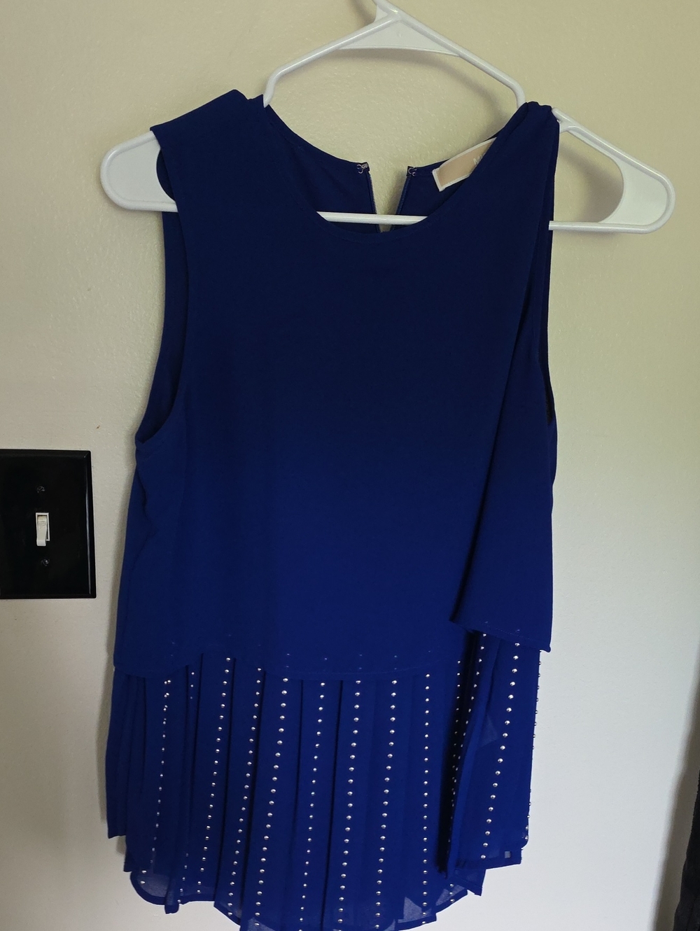 Michael Kors Royal Blue Sleeveless Pleated-Hem Dress with Studs